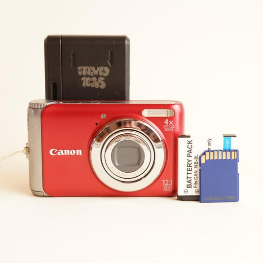 Canon PowerShot A3100 IS Digital Camera | 12MP | Tested & Working | Red