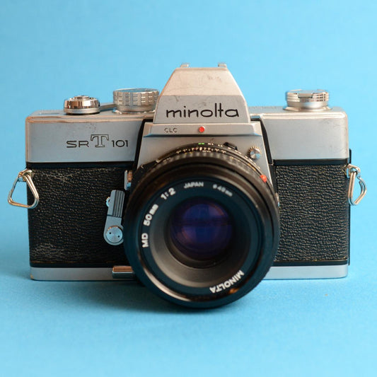 Minolta SRT-101 Film Camera | Fully CLA'd | 35mm SLR | Tested & Working | Silver & Black