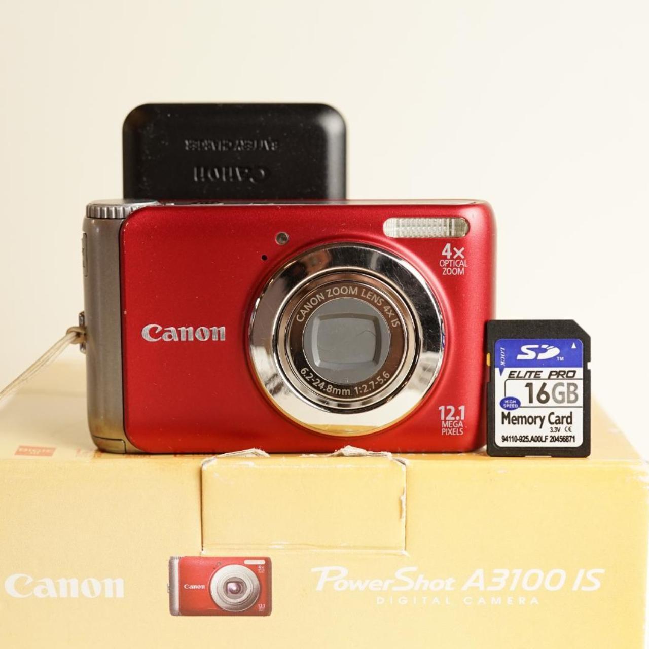 Canon PowerShot A3100 IS Digital Camera | 12.1MP | Tested & Working | Red