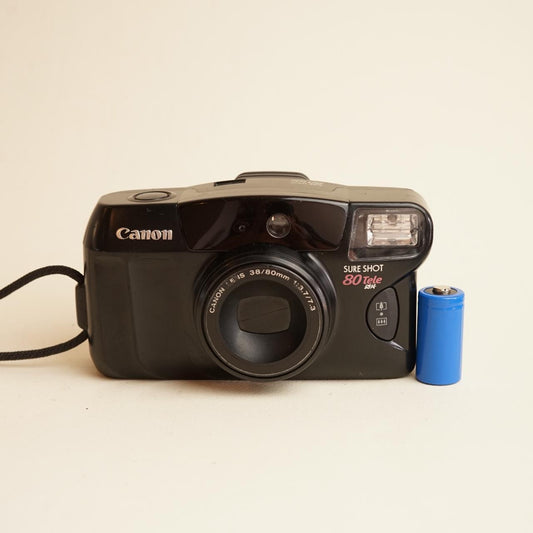 Canon SureShot 80 Tele Film Camera | 35mm Point & Shoot | Tested & Working | Black