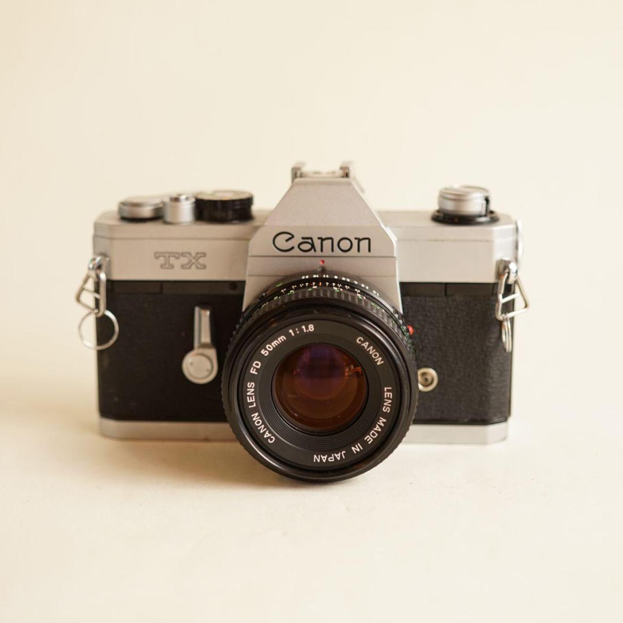 Canon TX 35mm SLR Film Camera with Canon FD 50mm f/1.8 Lens | Tested & Working | Silver & Black