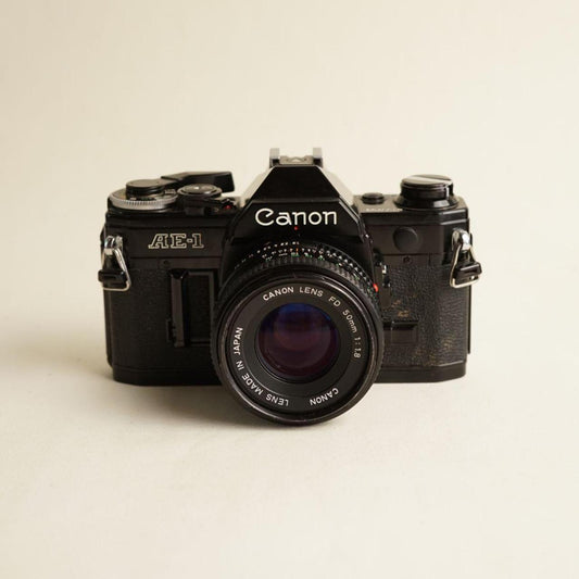 Canon AE-1 35mm SLR Film Camera with 50mm f/1.8 Lens | Tested & Working | Black