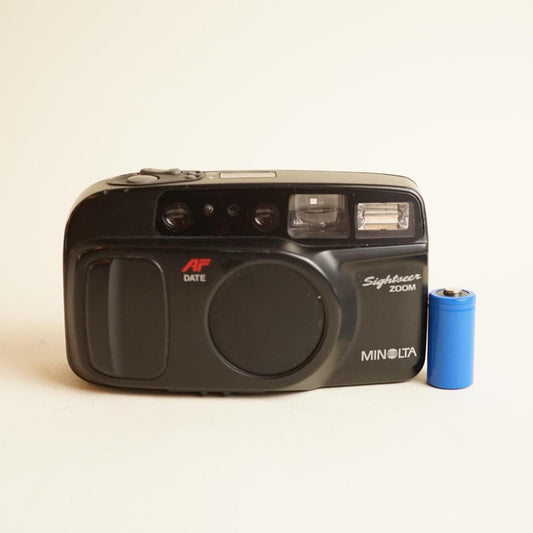 Minolta Sightseer Zoom Film Camera | 35mm Point & Shoot | Tested & Working | Black