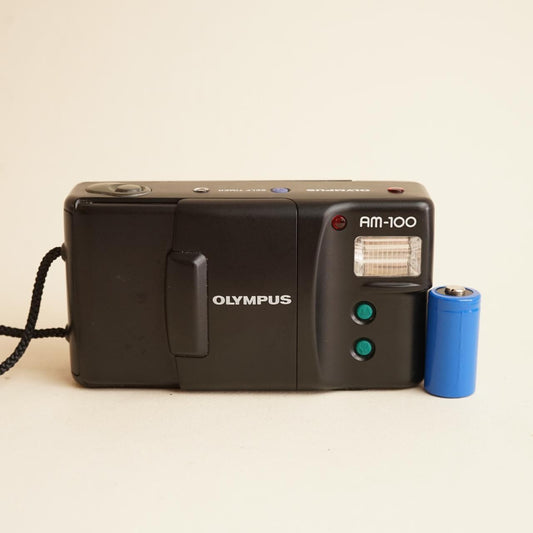 Olympus AM-100 Film Camera | 35mm Point & Shoot | Tested & Working | Black