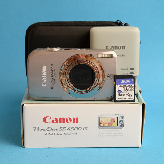 Canon PowerShot SD4500 IS Digital Camera | 10MP | Tested & Working | Silver