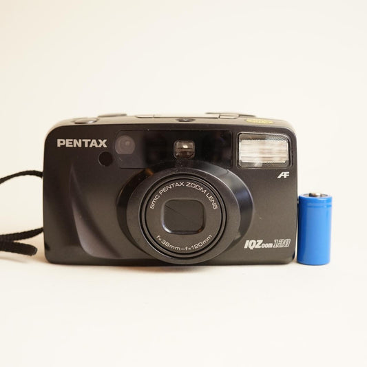 Pentax IQZoom 120 Film Camera | 35mm Point & Shoot | Tested & Working | Black