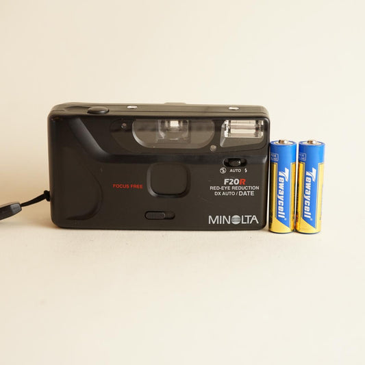 Minolta F20R 35mm Film Camera | Point and Shoot | Tested and Working | Black