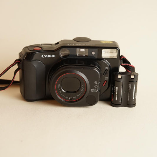 Canon Sure Shot Tele  35mm  Film Camera Point and Shoot | Tested & Working | Black