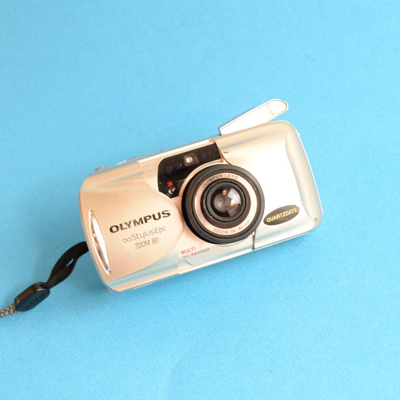 Olympus Infinity Stylus Epic Zoom 80 Film Camera | 35mm Point & Shoot | Tested & Working | Cream