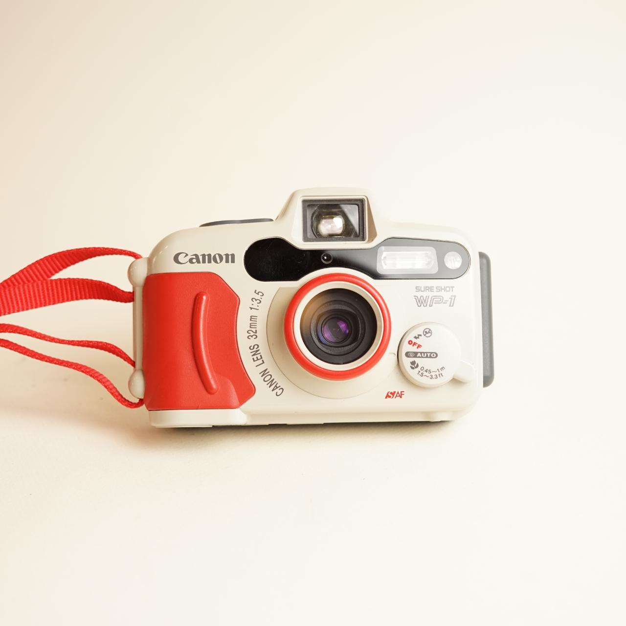 Canon SureShot WP-1 Film Camera | 35mm Point & Shoot | Tested & Working | White + Red