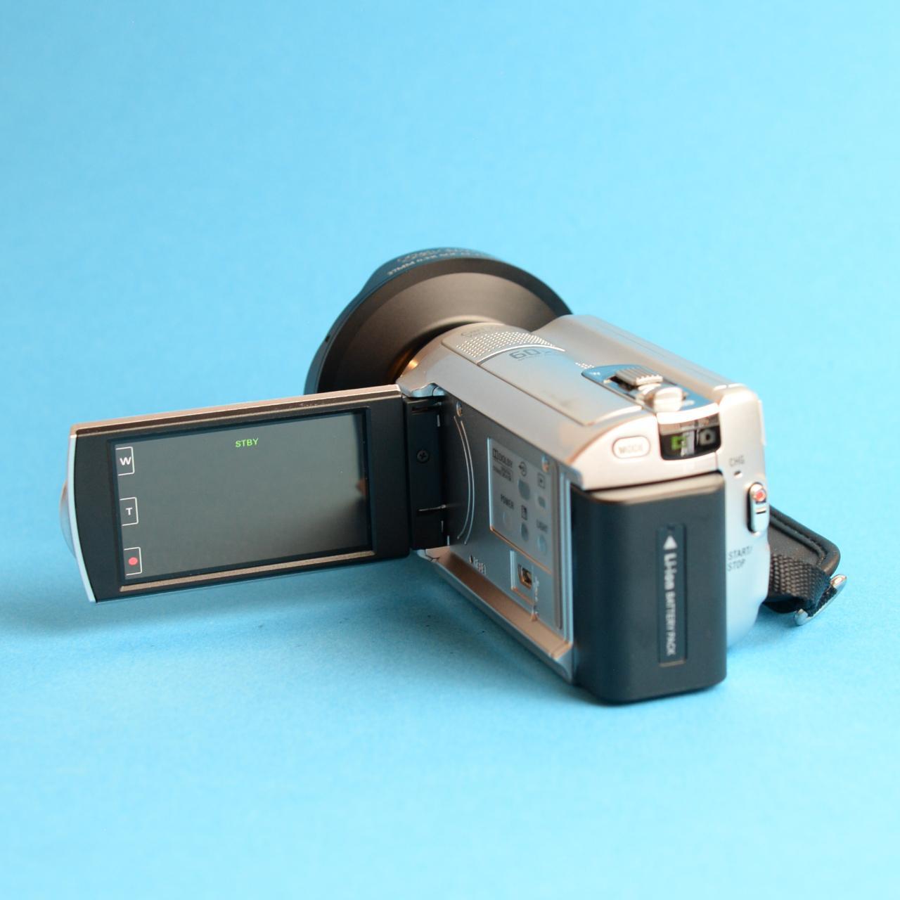 Sony Handycam DCR-SR68 Digital Camcorder with SoCal Cameras Fisheye Lens | Tested & Working | Silver