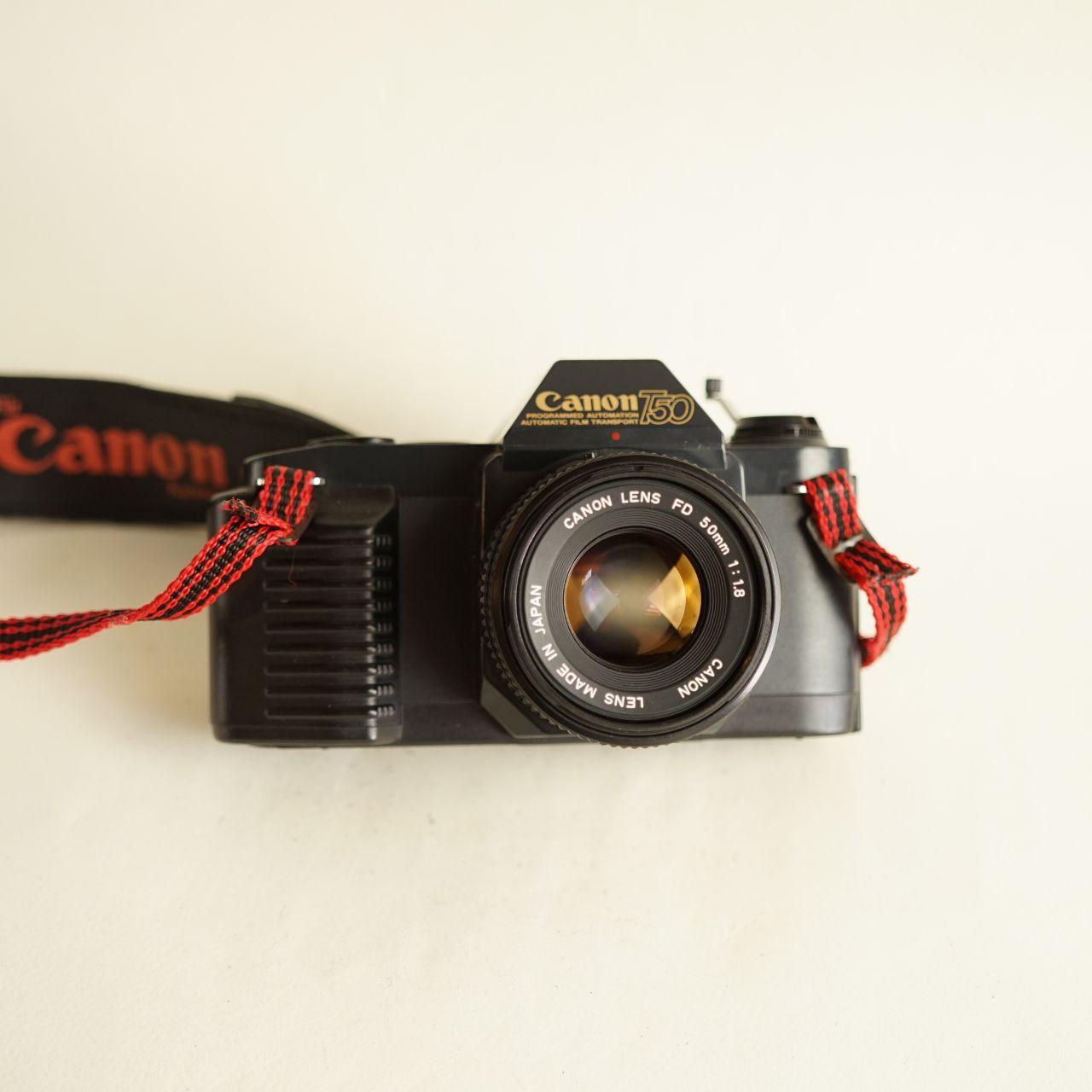 Canon T50 35mm SLR Film Camera w/Canon FD 50mm Lens | Tested & Working | Black