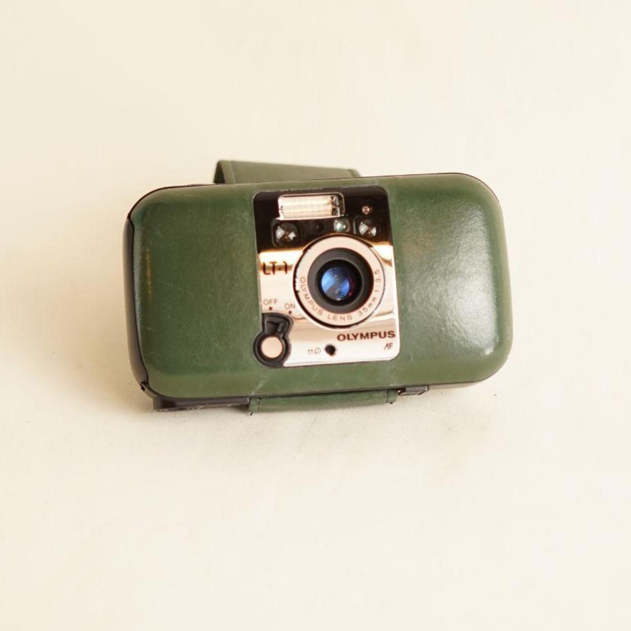 Olympus LT-1 (leather MJU I) Film Camera | 35mm Point & Shoot | Tested & Working | Green Leather