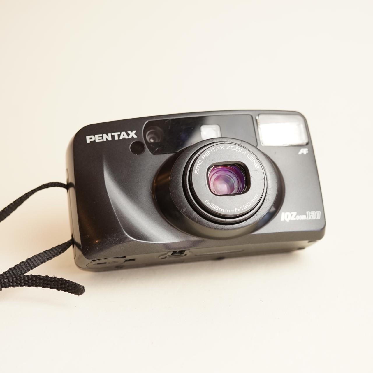 Pentax IQZoom 120 Film Camera | 35mm Point & Shoot | Tested & Working | Black