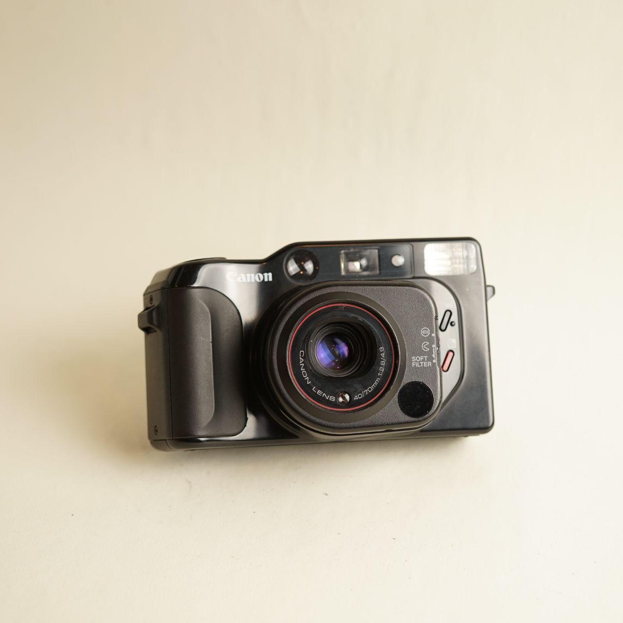 Canon Sure Shot Tele Film Camera | 35mm Point & Shoot | Tested & Working | Black
