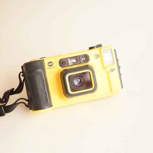 Minolta Weathermatic Dual 35 Film Camera | 35mm Waterproof Point & Shoot | Tested & Working | Yellow
