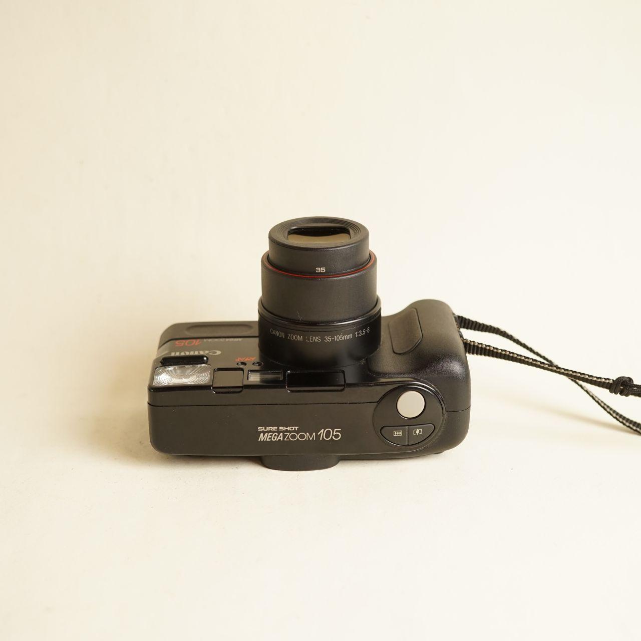 Canon Sure Shot Mega Zoom 105 Film Camera | 35mm Point & Shoot | Tested & Working | Black