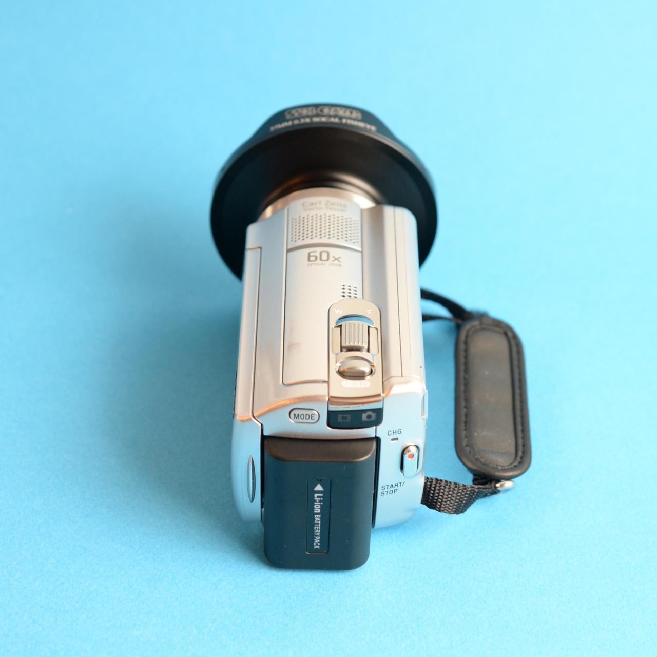 Sony Handycam DCR-SR68 Digital Camcorder with SoCal Cameras Fisheye Lens | Tested & Working | Silver