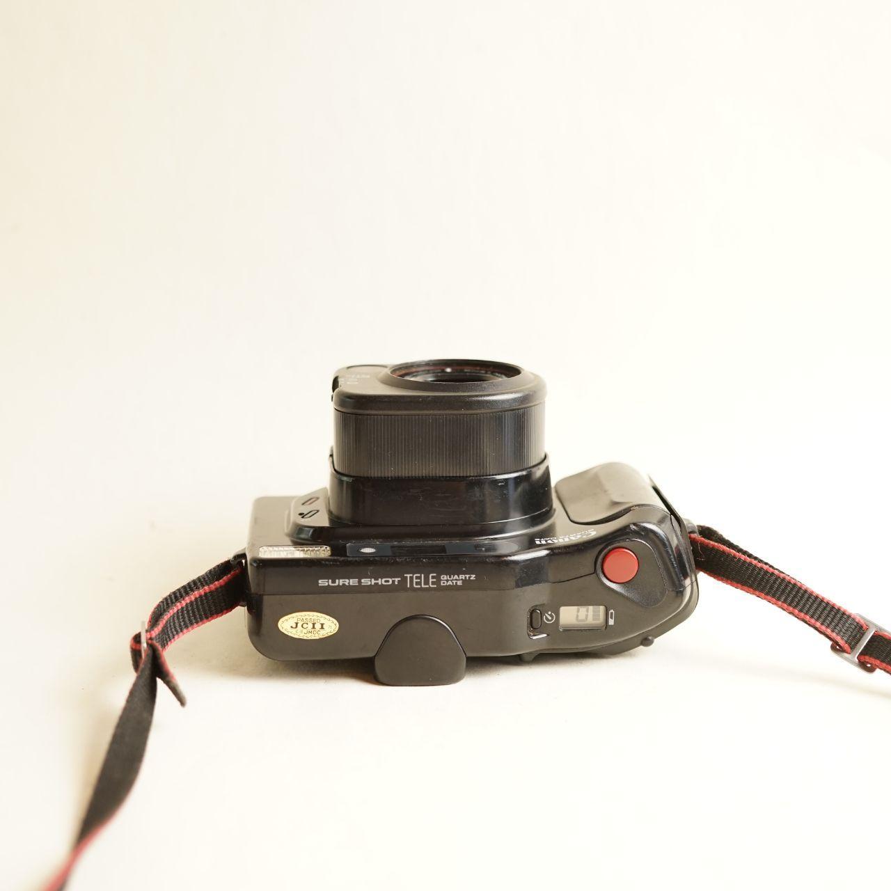 Canon Sure Shot Tele Quartz Date Film Camera | 35mm Point & Shoot | Tested & Working | Black