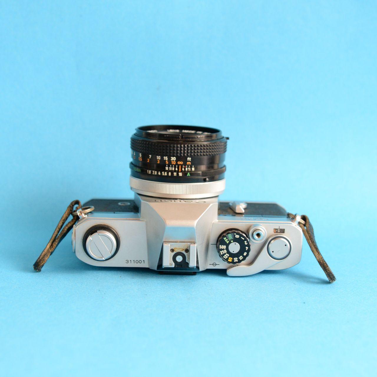 Canon TX Film Camera with Canon FD 50mm Lens | 35mm SLR | Tested & Working | Silver & Black